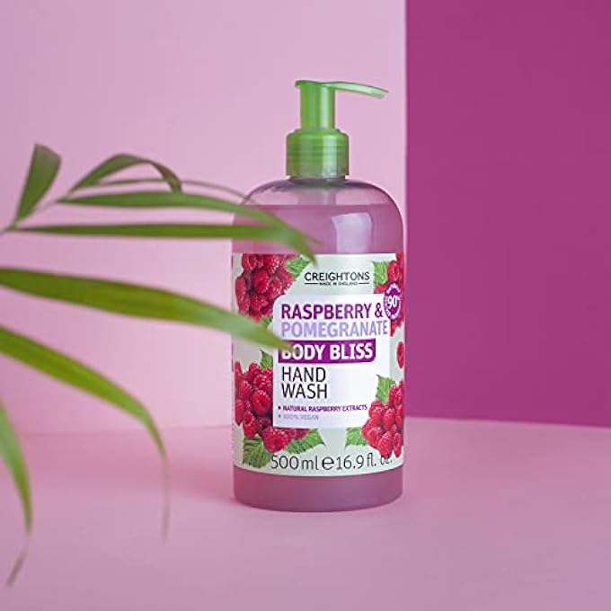 CREIGHTONS BODY BLISS RASPBERRY AND POMEGRANATE HAND WASH (500 ML) - REVITALISE YOUR SENSES AND BOOST YOUR ENERGY WITH JUICY EXTRACTS OF RASPBERRY & POMEGRANATE, VEGAN FRIENDLY & CRUELTY FREE - Image 2